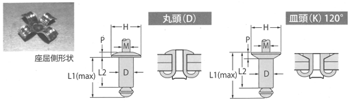 TAP-D■SW(丸頭)TAP-K■SW(丸頭) 図